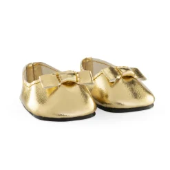 Ballerines dorées pour poupon 36 cm