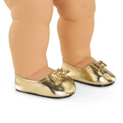Ballerines dorées pour poupon 36 cm