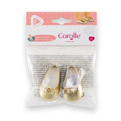 Ballerines dorées pour poupon 36 cm