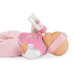 Bavoir Rose et Biberon Magique pour grand poupon 36/42 cm