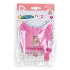 Bavoir Rose et Biberon Magique pour grand poupon 36/42 cm