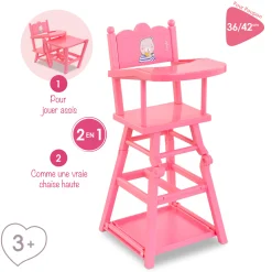 Chaise Haute Rose pour poupon 36 et 42 cm