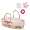 Couffin Tressé Peluche Rose et Tétines