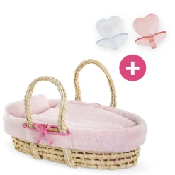 Couffin Tressé Peluche Rose et Tétines