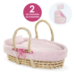 Couffin Tressé Peluche Rose et Tétines