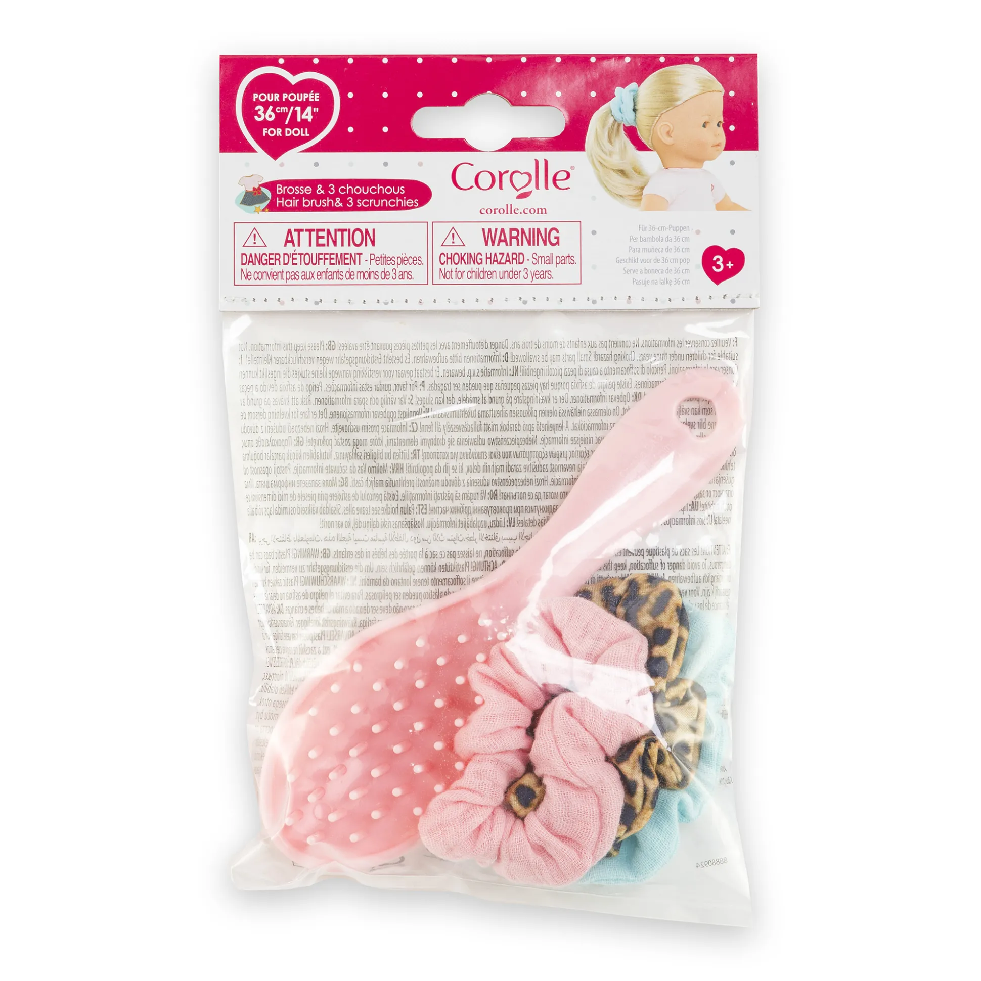 Ensemble Brosse et 3 Chouchous pour poupée ma Corolle