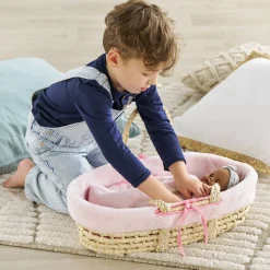 Ensemble Couffin Peluche Rose pour poupon de 36 et 42 cm