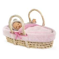 Ensemble Couffin Peluche Rose pour poupon de 36 et 42 cm