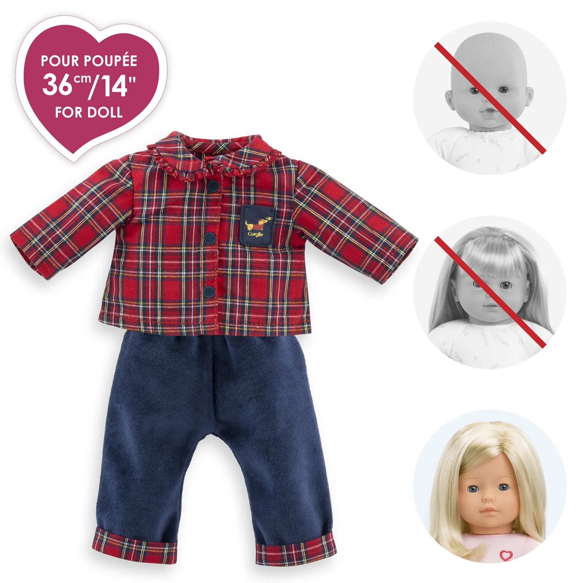 Ensemble Homewear 2 pièces Corolle en Fêtes pour poupée ma Corolle