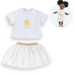 Ensemble Jupe & T Shirt Ivoire et Or pour poupée ma Corolle