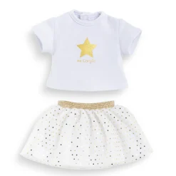Ensemble Jupe & T Shirt Ivoire et Or pour poupée ma Corolle