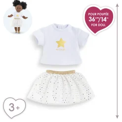 Ensemble Jupe & T Shirt Ivoire et Or pour poupée ma Corolle