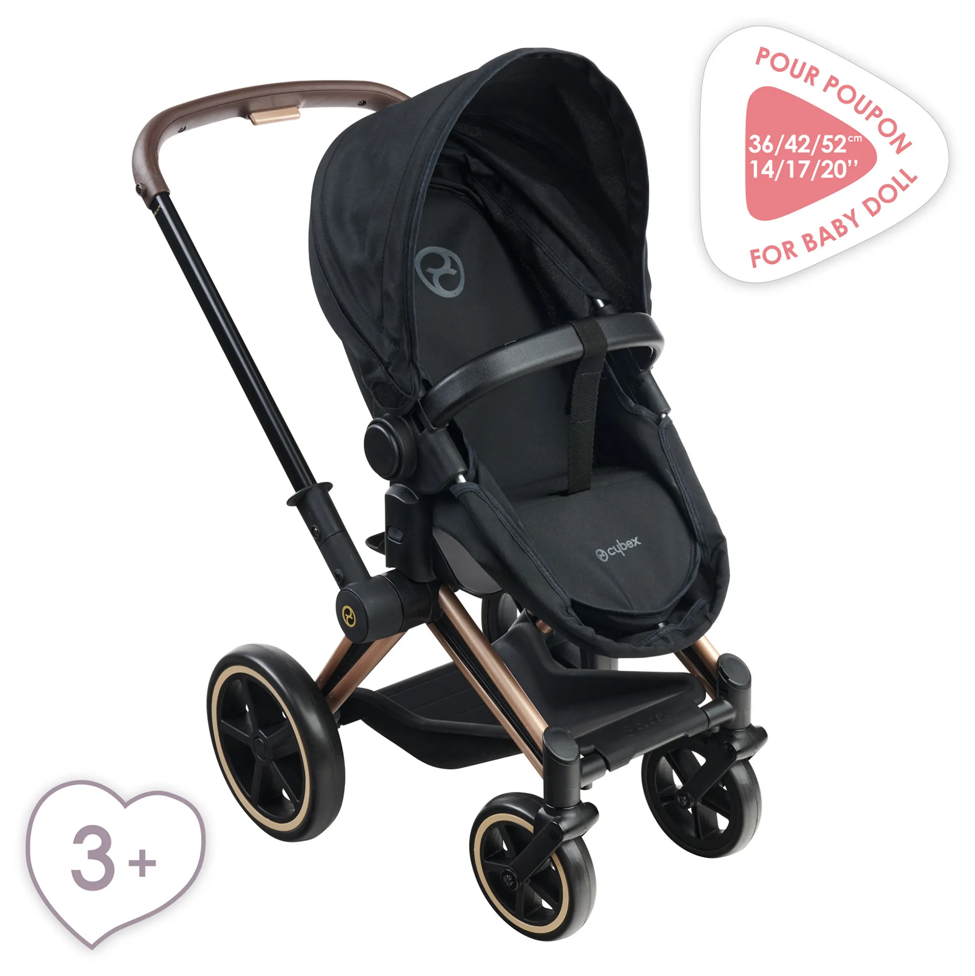 Landau 3 en 1 Cybex Priam Noir pour poupon 36 / 42 / 52 cm