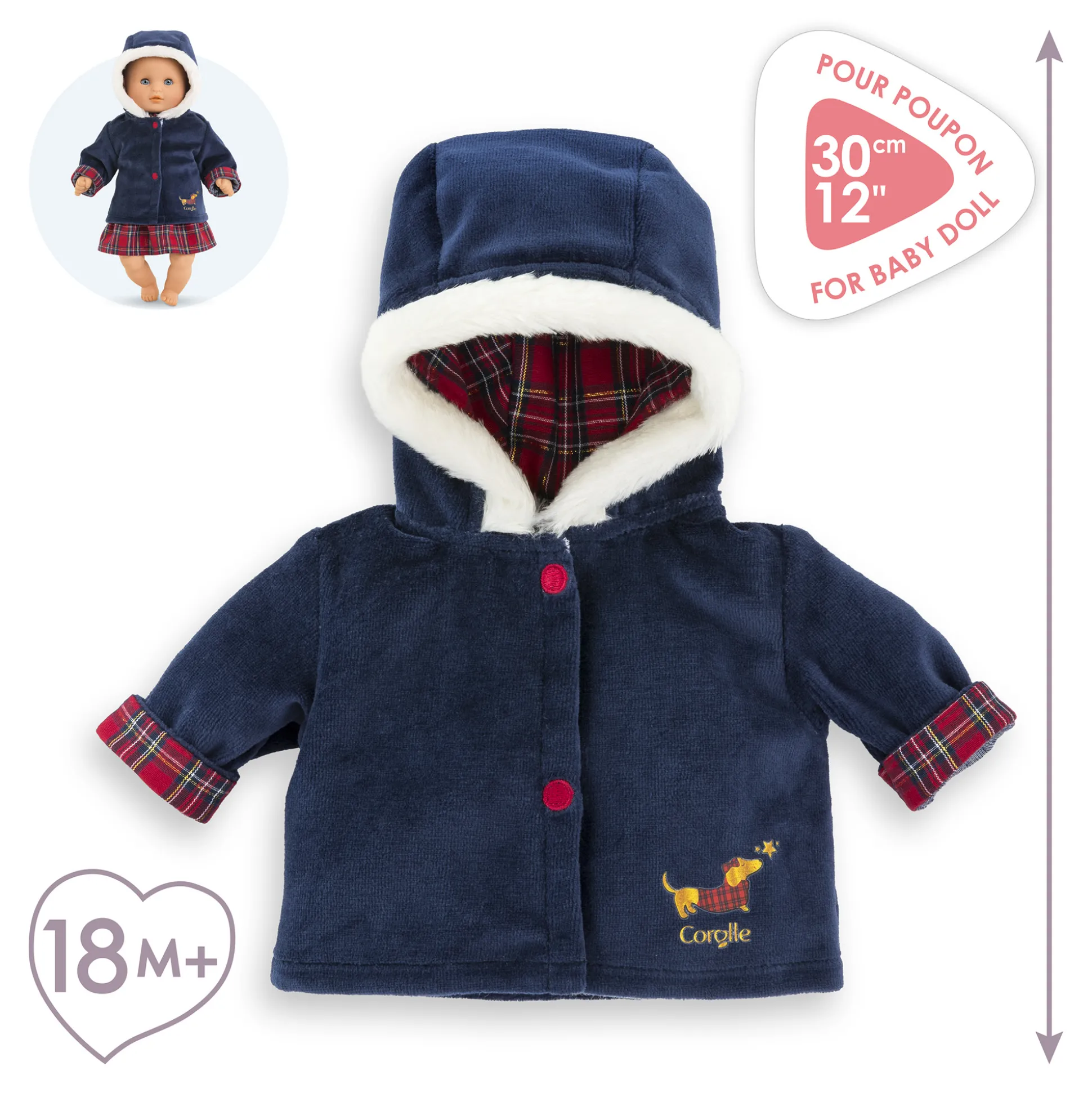 Manteau Corolle en Fêtes pour poupon 30 cm