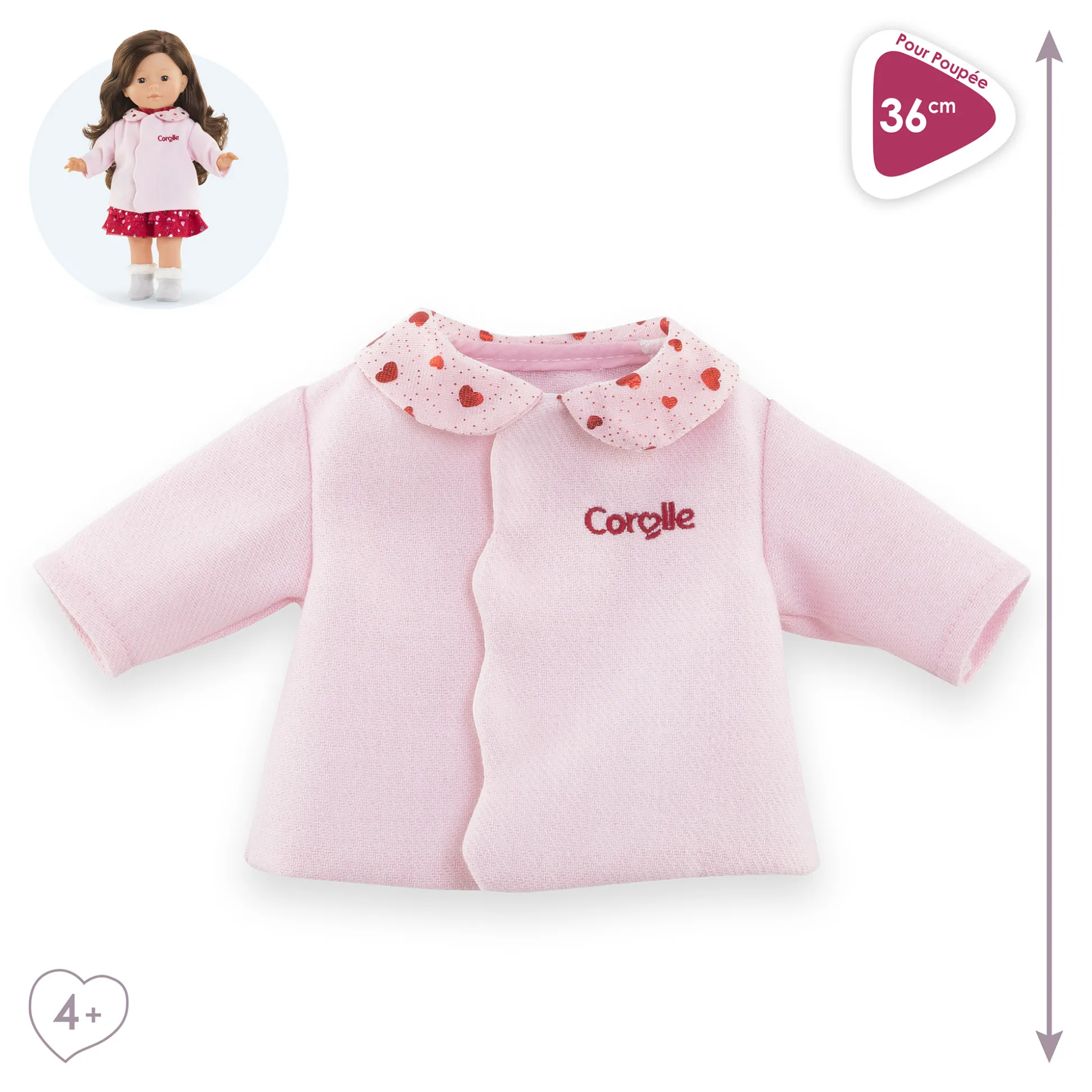 Manteau Pétales de Cœurs pour poupée ma Corolle
