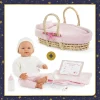 Poupon Rose et Couffin Tressé Peluche Rose
