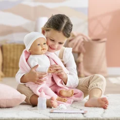 Poupon Rose et Couffin Tressé Peluche Rose