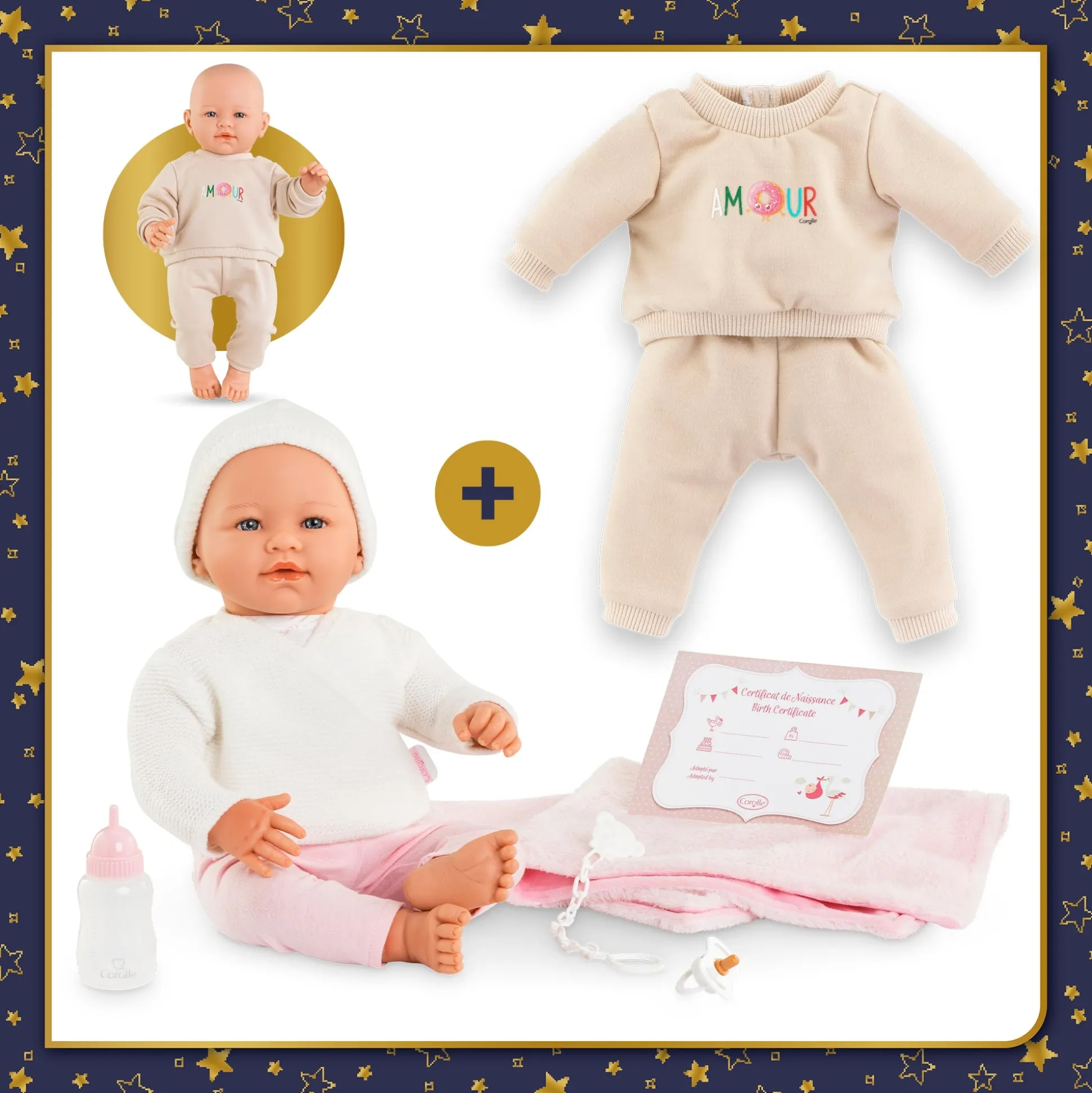 Poupon Rose et Jogging Beige