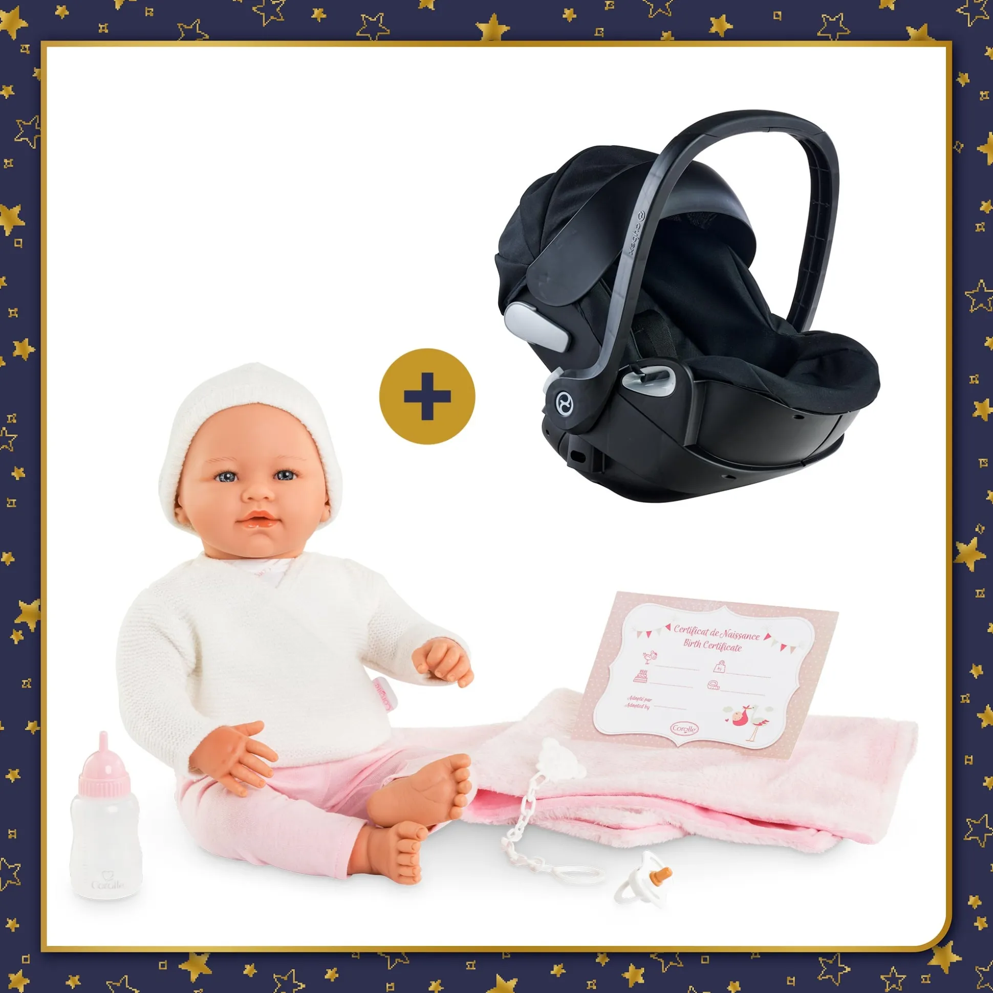 Poupon Rose et Porte-Poupon Cybex Noir