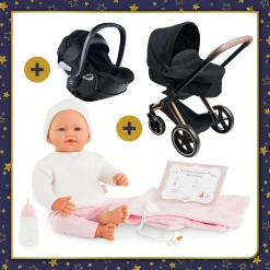 Poupon Rose, Landau Cybex Noir et Porte-Poupon Cybex Noir