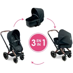 Poupon Rose, Landau Cybex Noir et Porte-Poupon Cybex Noir