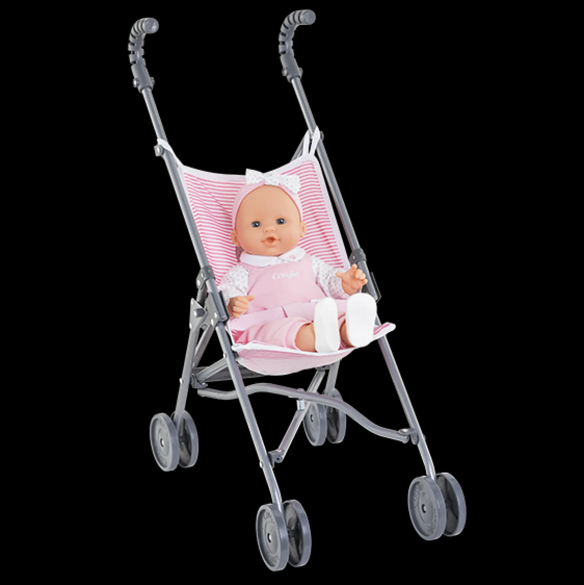 Poussette Canne Rose pour poupon 36/42/52 cm