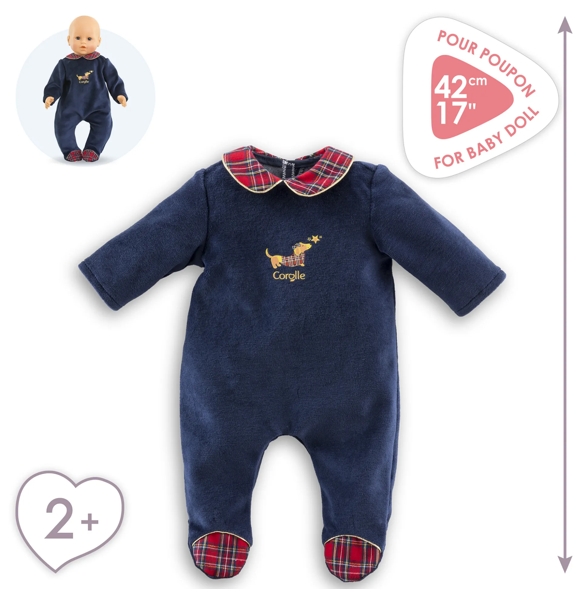 Pyjama Corolle en Fêtes pour poupon 42 cm