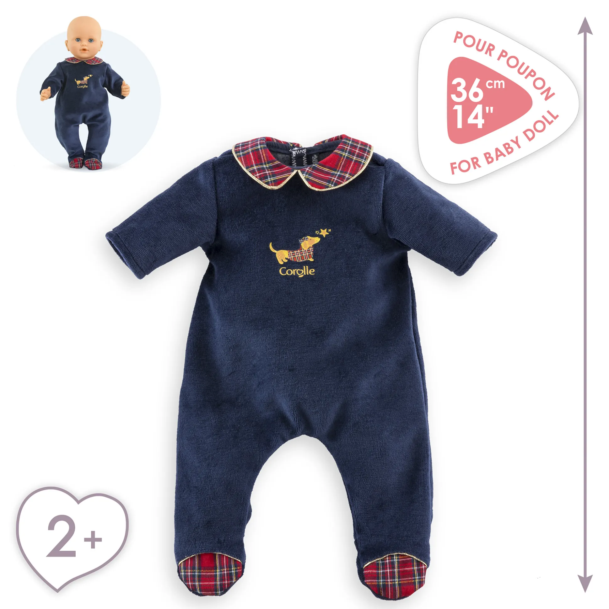 Pyjama Corolle en Fêtes pour poupon 36 cm