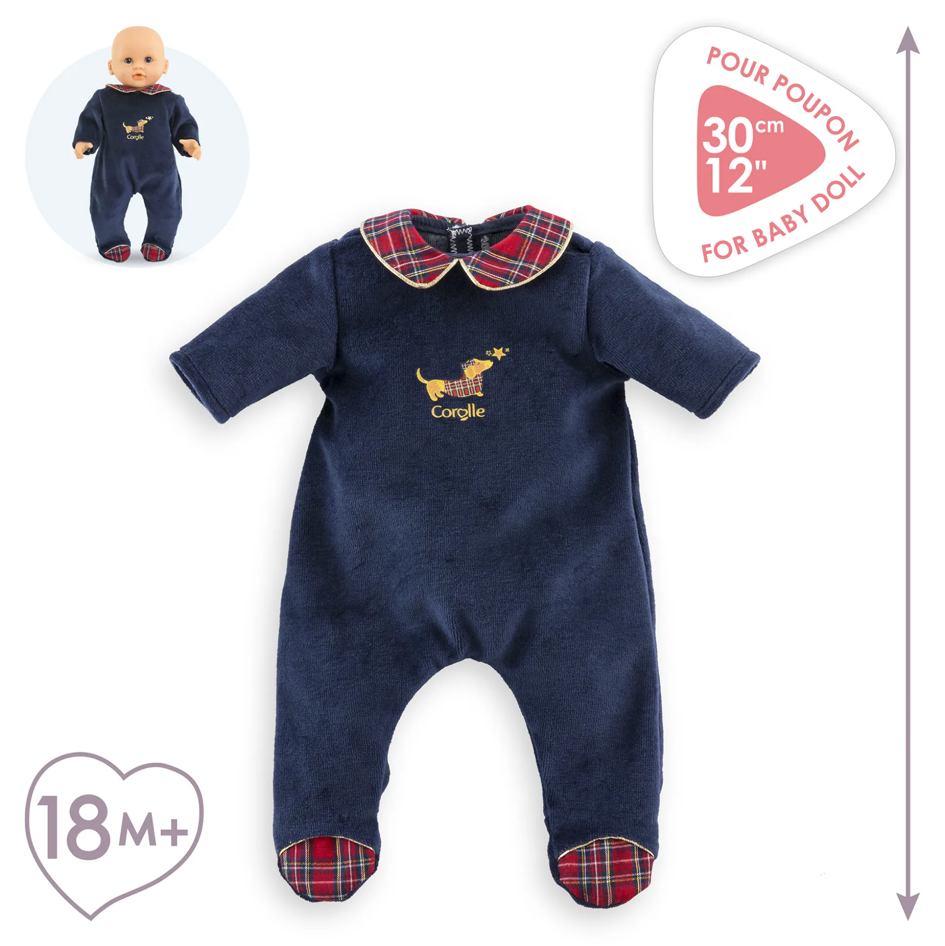 Pyjama Corolle en Fêtes pour poupon 30 cm