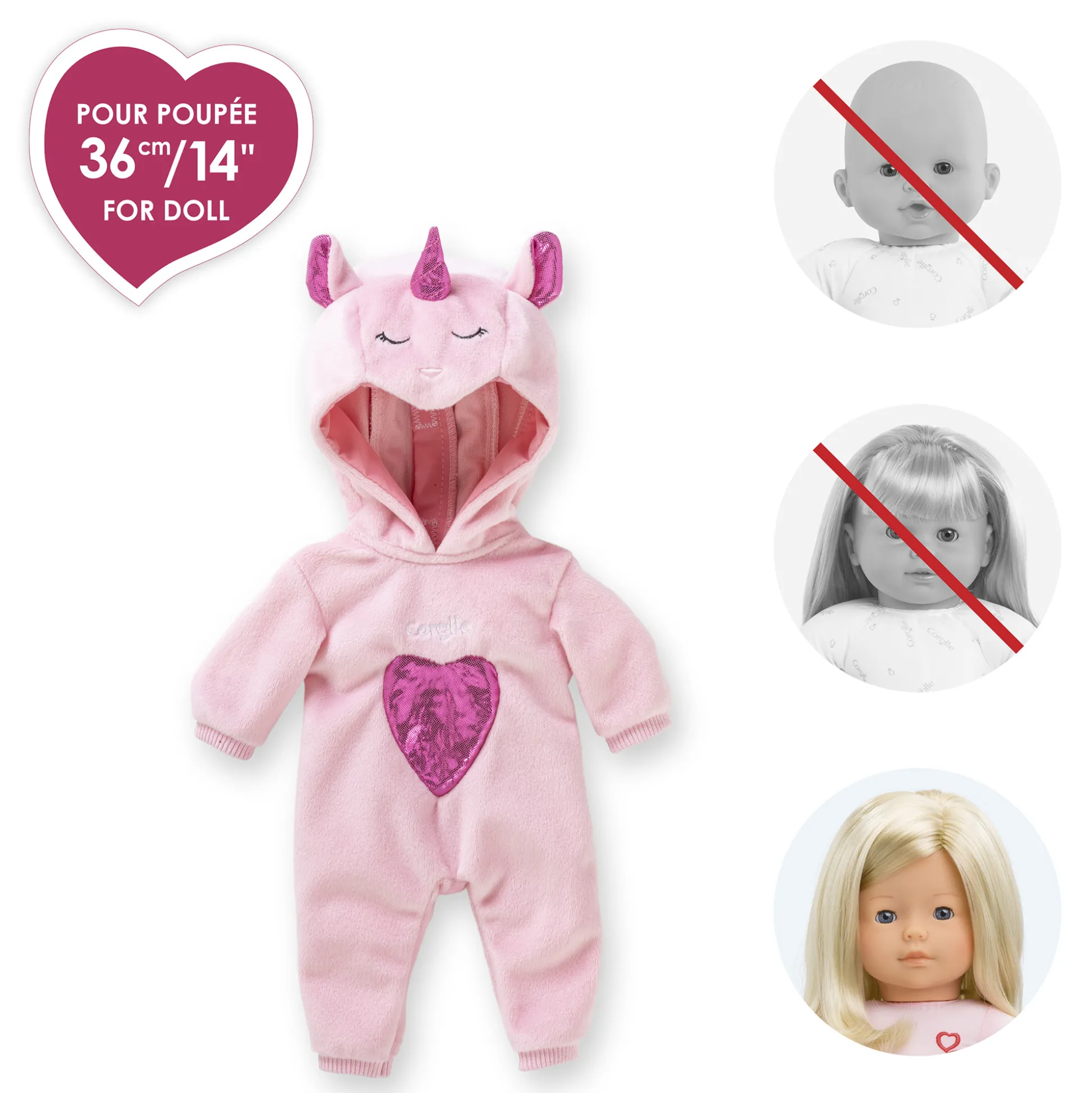Pyjama Licorne Rose pour poupée ma Corolle