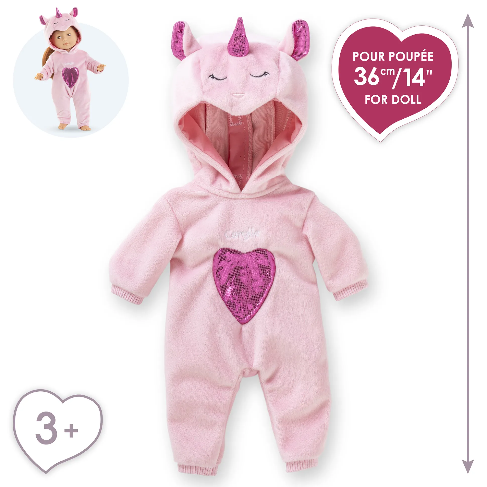 Pyjama Licorne Rose pour poupée ma Corolle