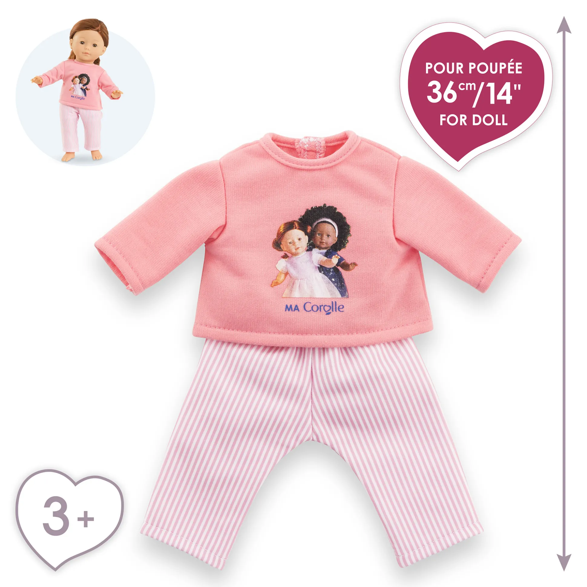 Pyjama Rose 2 pièces pour poupée ma Corolle