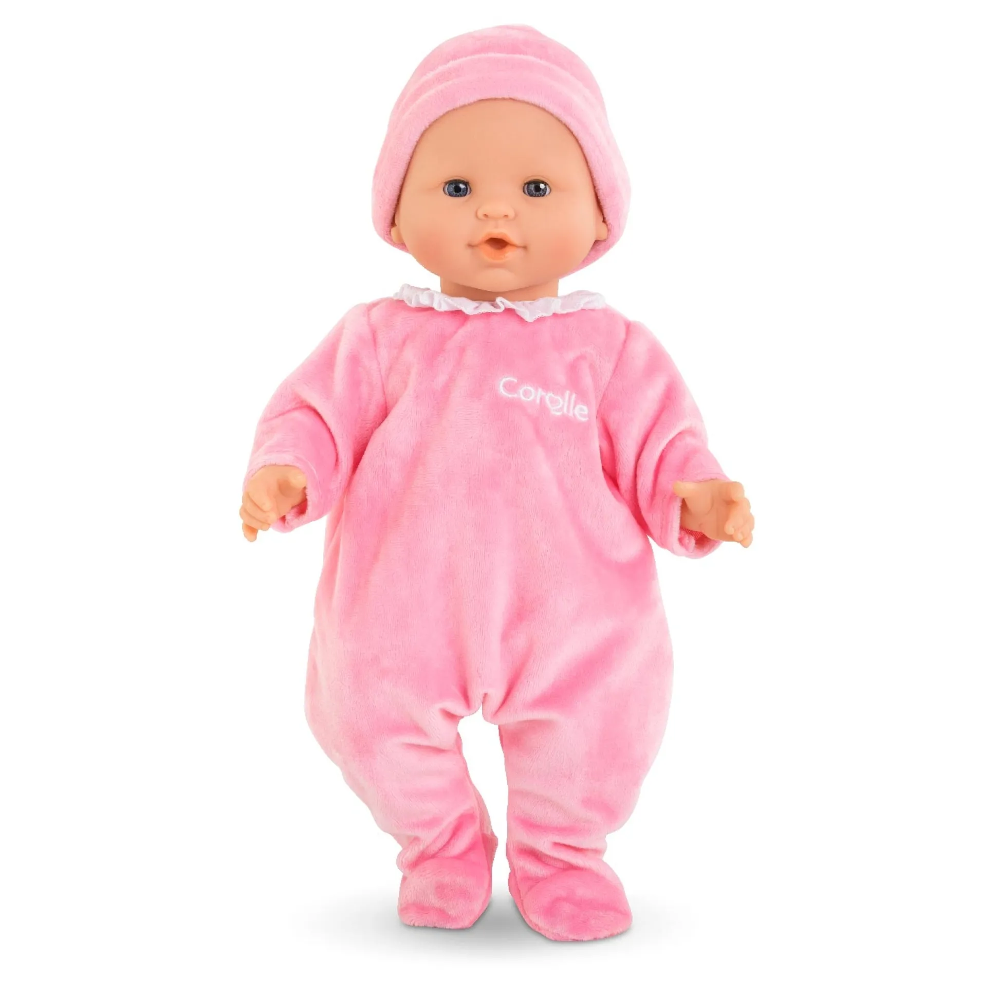 Pyjama rose et bonnet pour poupon 36 cm