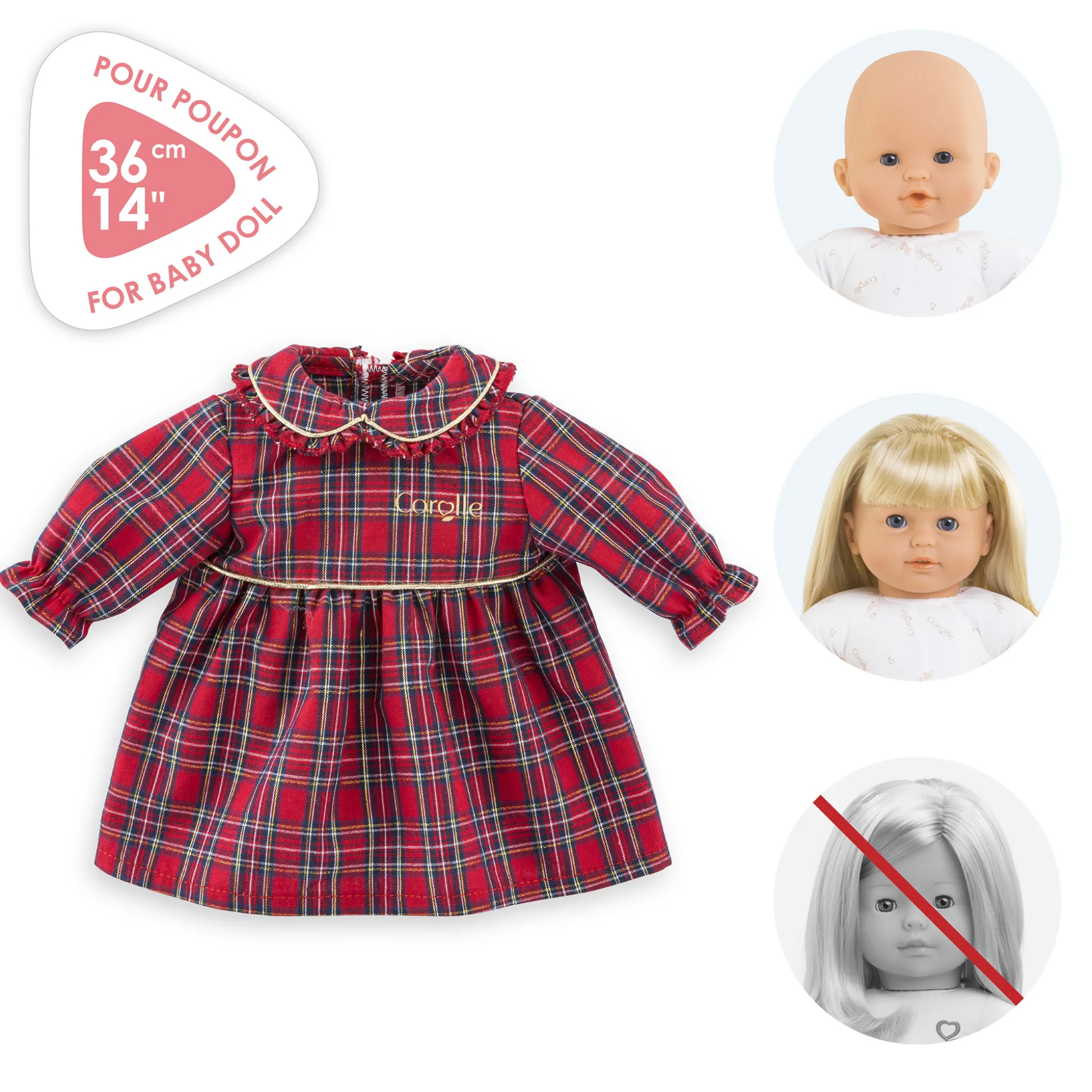 Robe Corolle en Fêtes pour poupon 36 cm