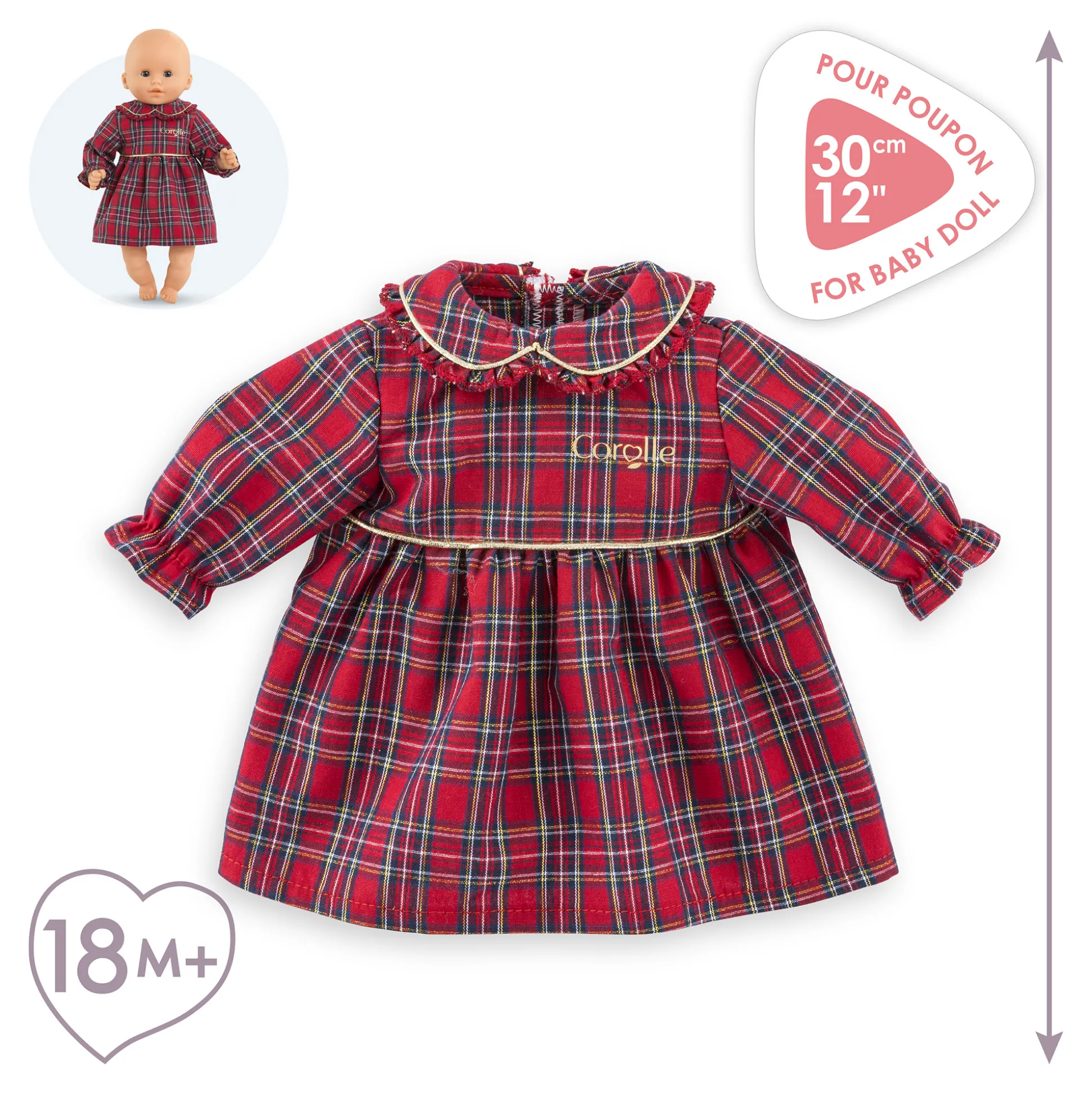 Robe Corolle en Fêtes pour poupon 30 cm