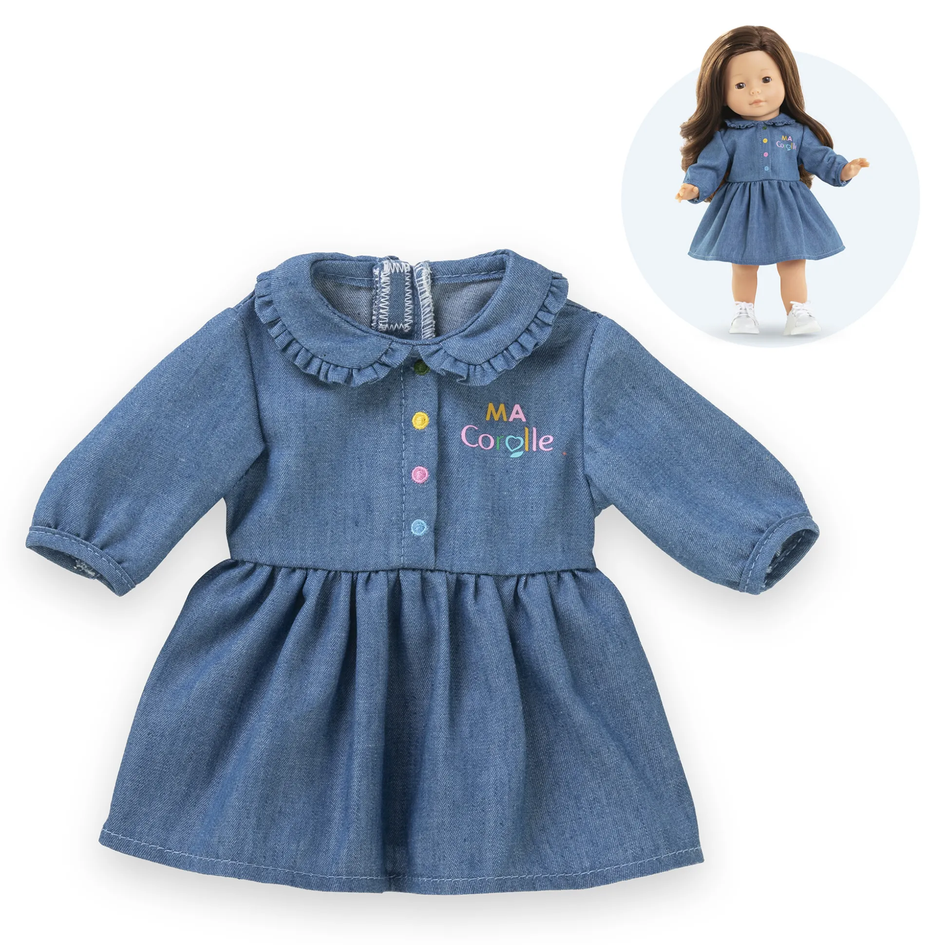 Robe Denim Manches Longues pour poupée ma Corolle