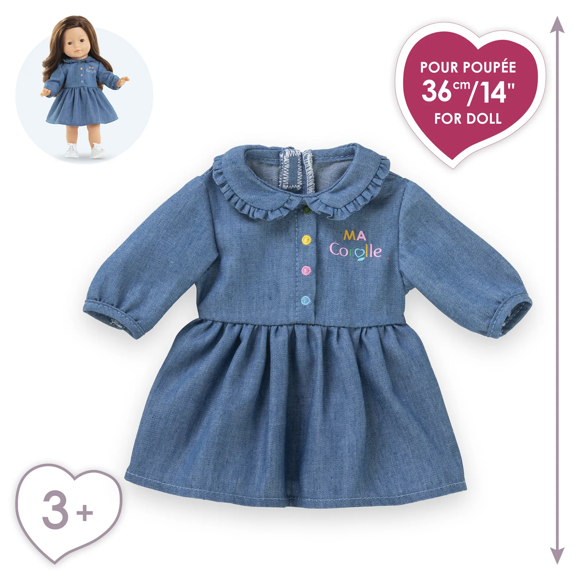 Robe Denim Manches Longues pour poupée ma Corolle