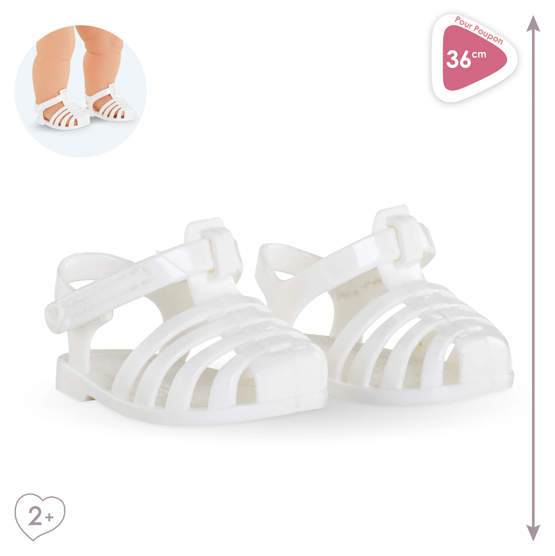 Sandales Blanches pour poupon 36 cm