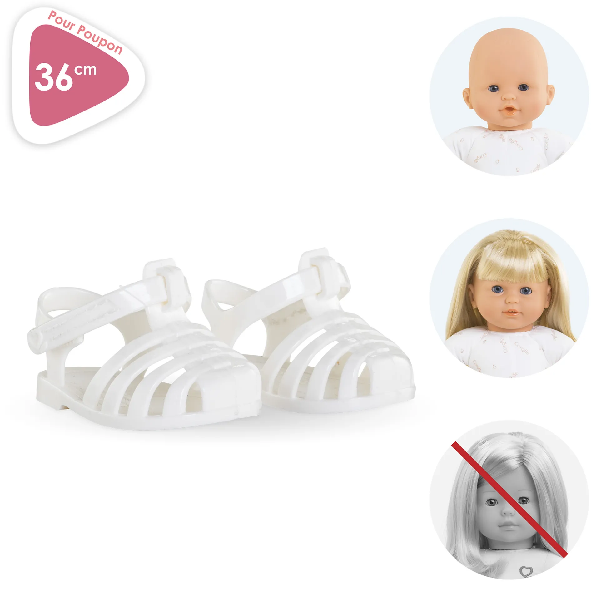 Sandales Blanches pour poupon 36 cm