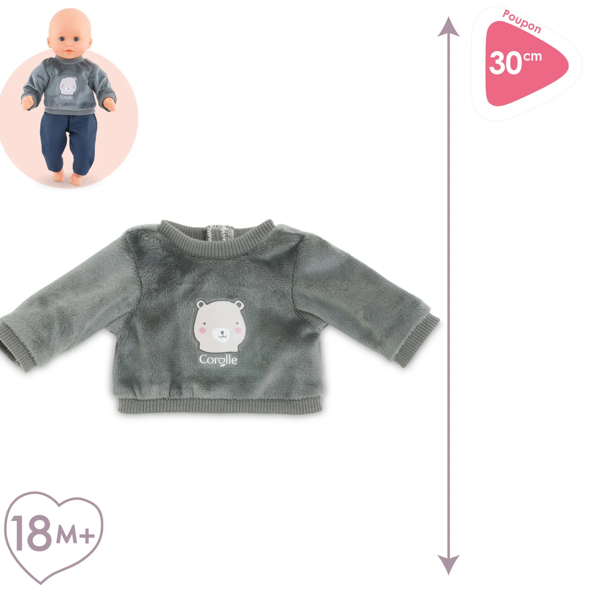 Sweat Ourson pour poupon 30 cm