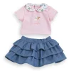 T-Shirt et Jupe à volants Week-end à Paris pour poupon 30 cm