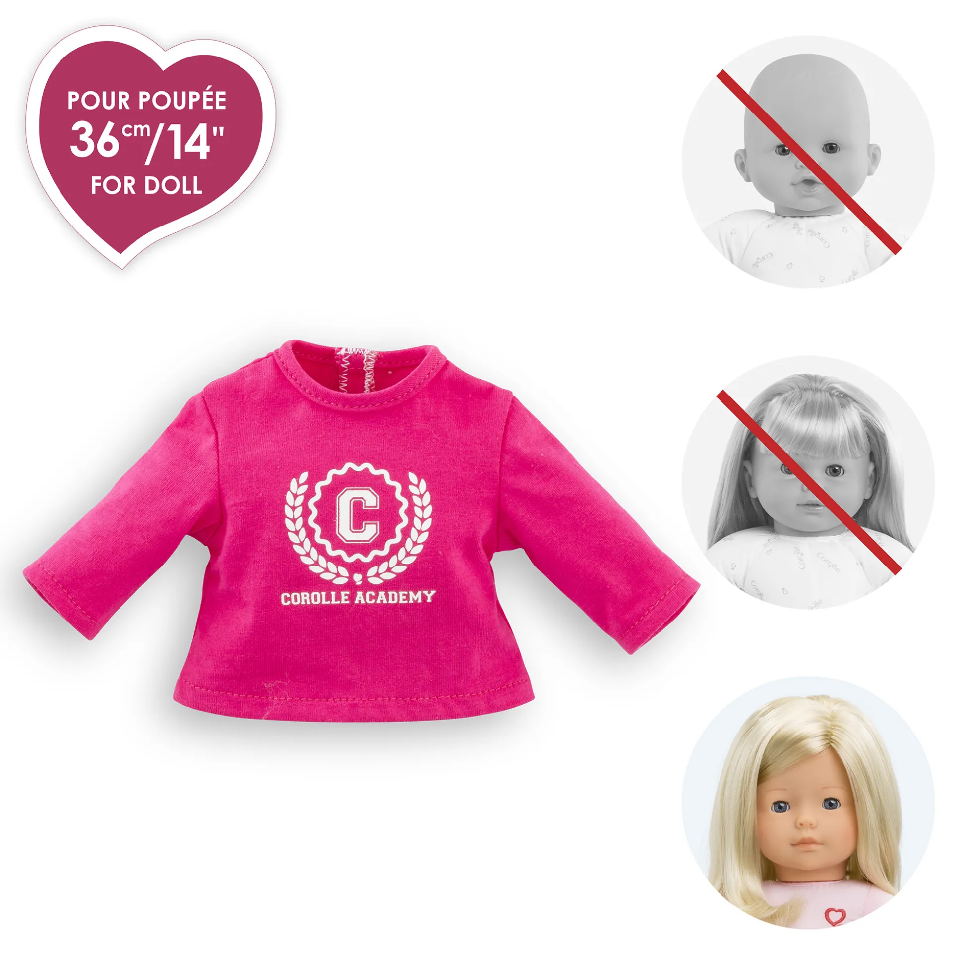 T-Shirt Fuchsia Corolle Academy pour poupée ma Corolle
