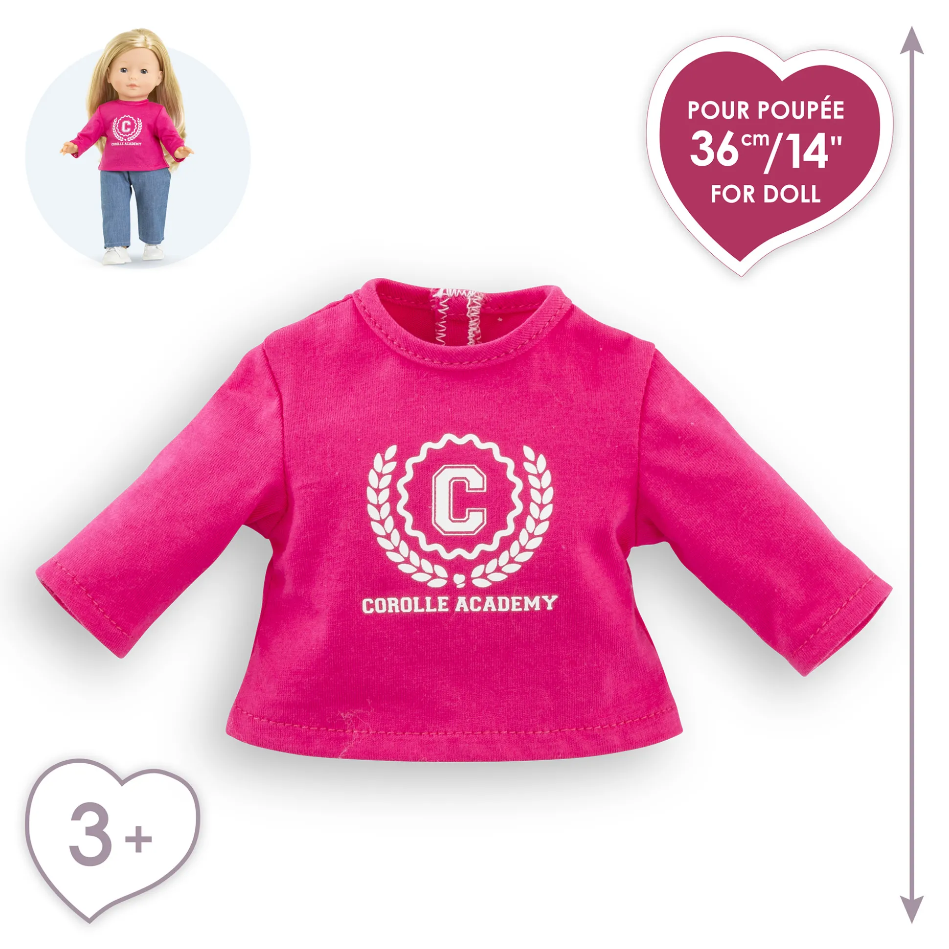 T-Shirt Fuchsia Corolle Academy pour poupée ma Corolle
