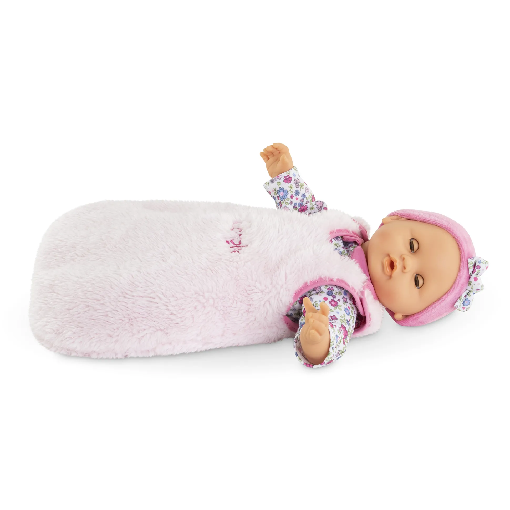 Turbulette Peluche Rose pour poupon 30 cm