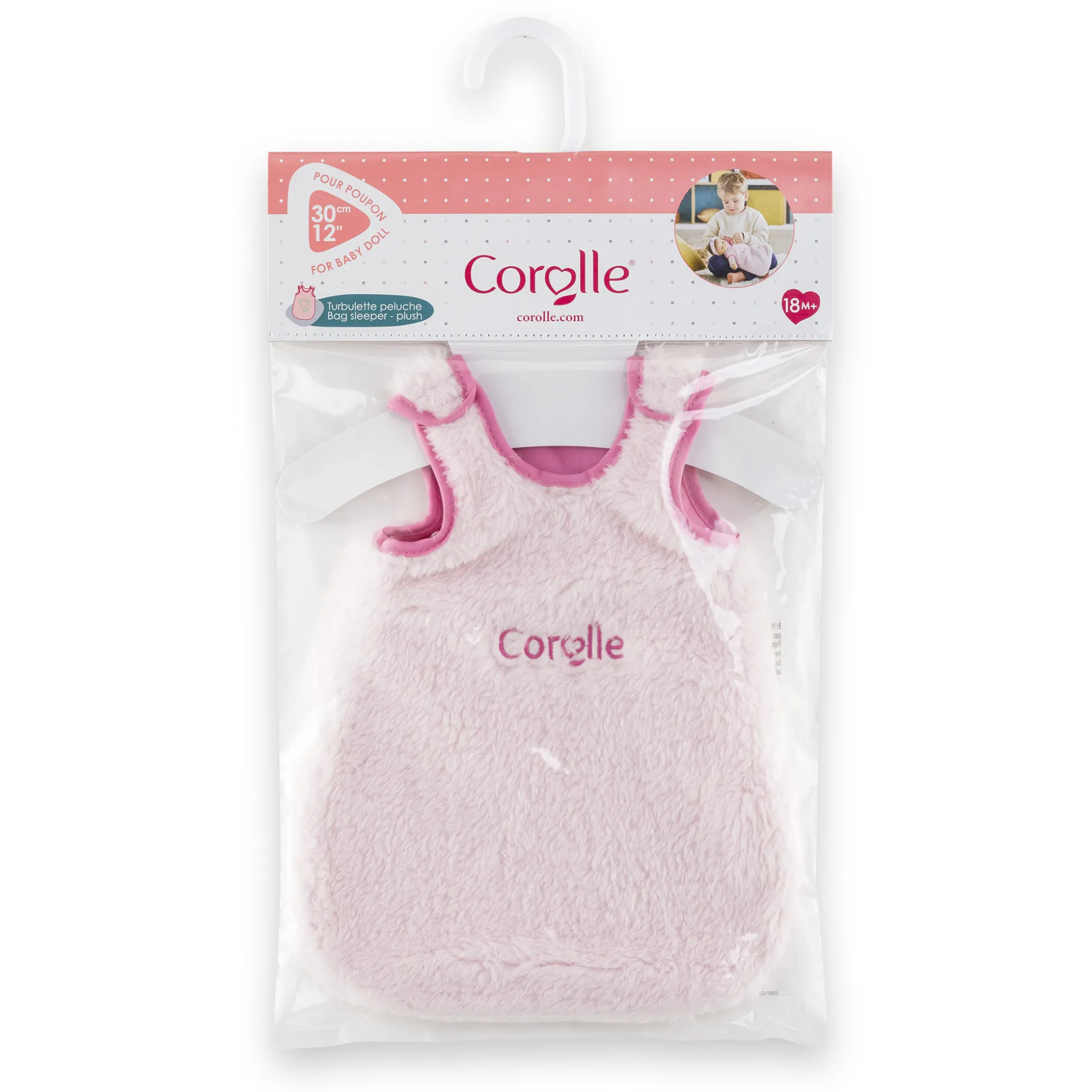 Turbulette Peluche Rose pour poupon 30 cm